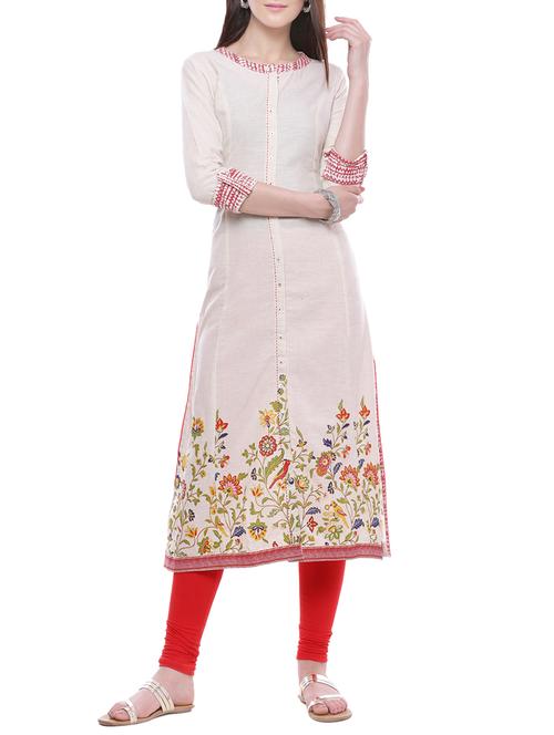 White Khadi Straight Kurta - 14263172 - Very Small Image - 1