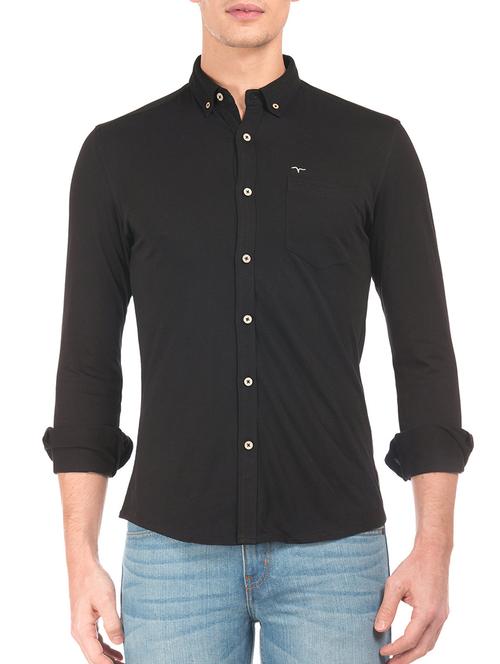 black cotton casual shirt - 14264468 - Very Small Image - 1