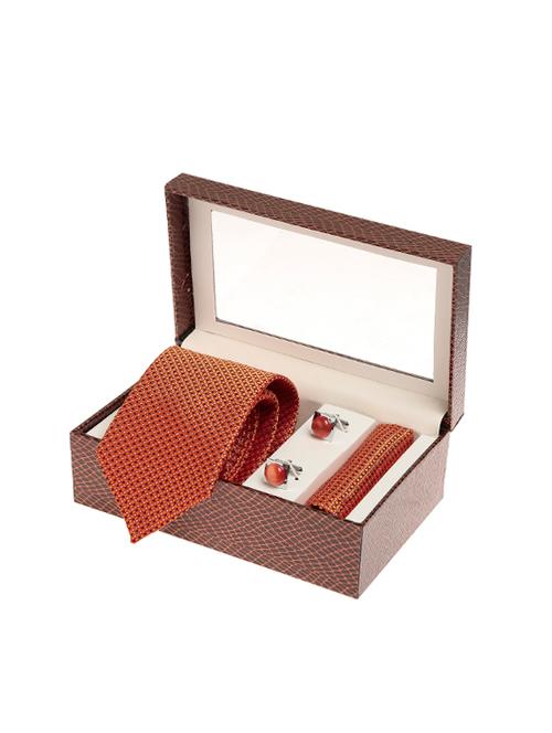 orange micro silk fabric tie - 14264677 - Very Small Image - 1