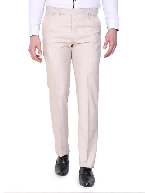 beige cotton blend formal trouser - 14268054 - Very Small Image - 1