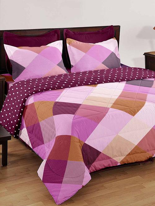 cotton printed double bed sheet with 2 pillow covers - 14268164 - Very Small Image - 1