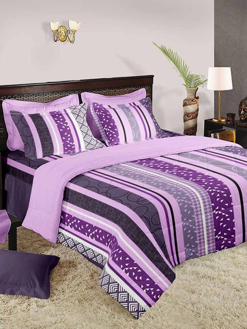 cotton printed double bed sheet with 2 pillow covers - 14268171 - Very Small Image - 1