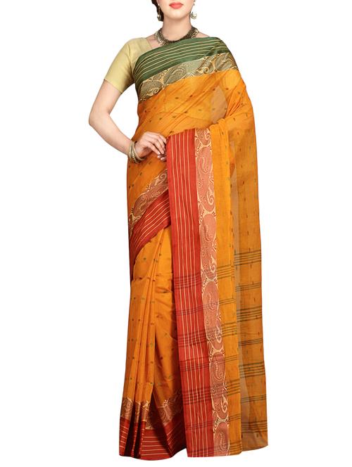 yellow tant saree - 14268373 - Very Small Image - 1