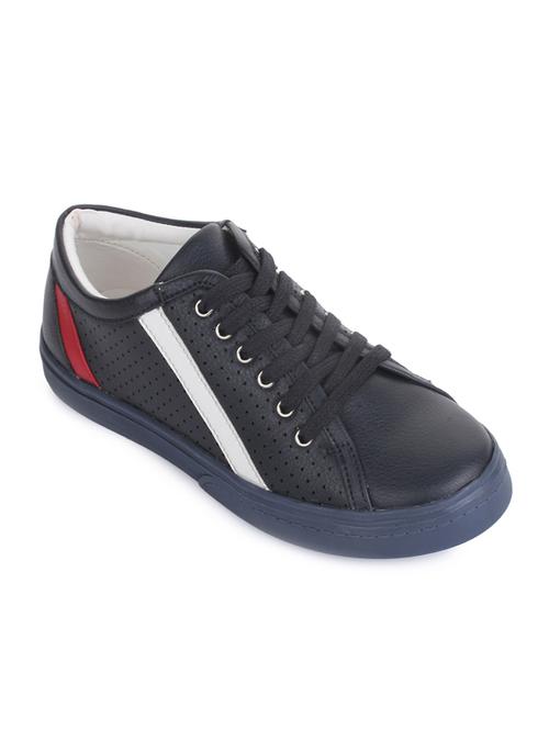 navy blue leatherette lace up sneaker - 14268554 - Very Small Image - 1