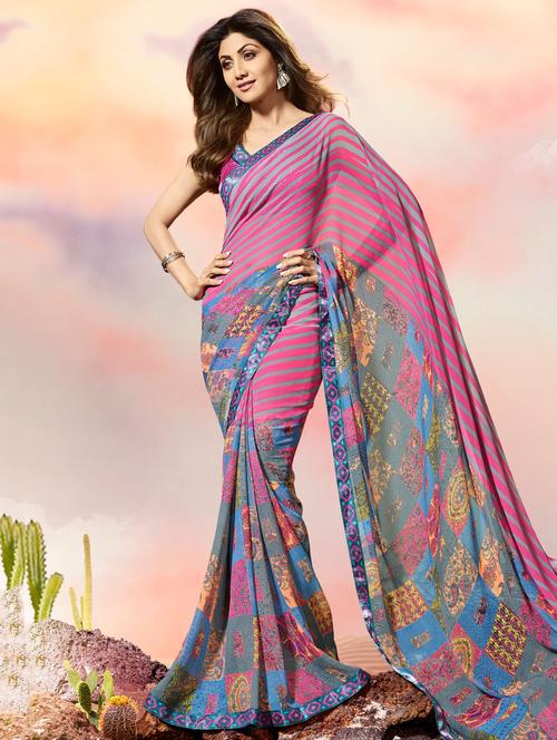 women's stripes multi colored saree - 14268664 - Very Small Image - 1