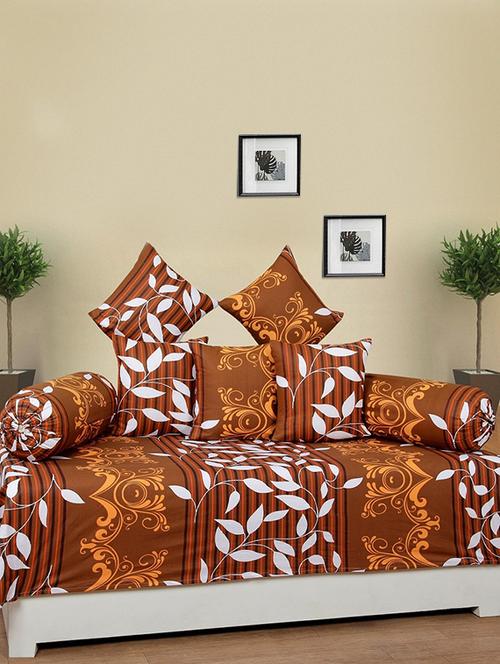 cotton super soft diwan set with 1 bed sheet,5 cushion covers and 2 bolster covers - 14269709 - Very Small Image - 1