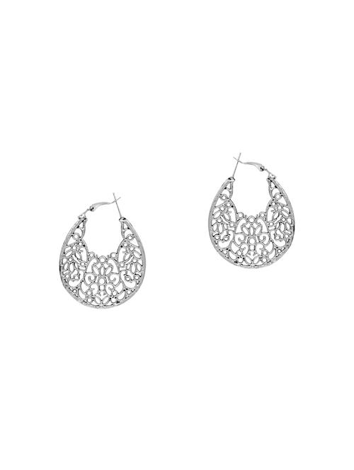 silver metal hoop earrings - 14281130 - Very Small Image - 1
