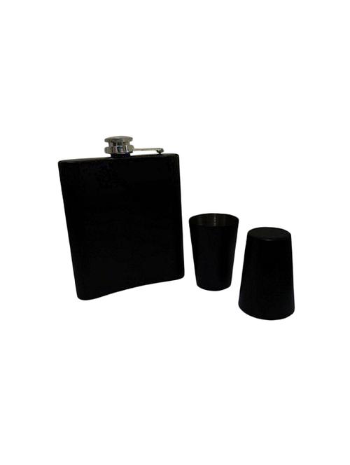 black hip flask with & 2 shot glasses - 14295047 - Very Small Image - 1