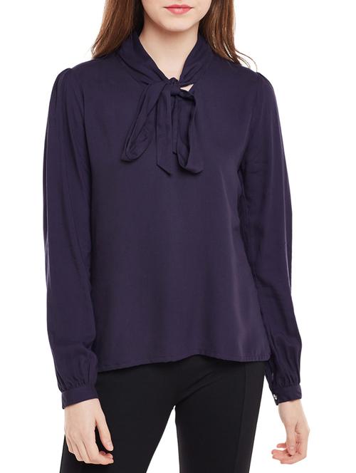 navy blue rayon regular top - 14313557 - Very Small Image - 1