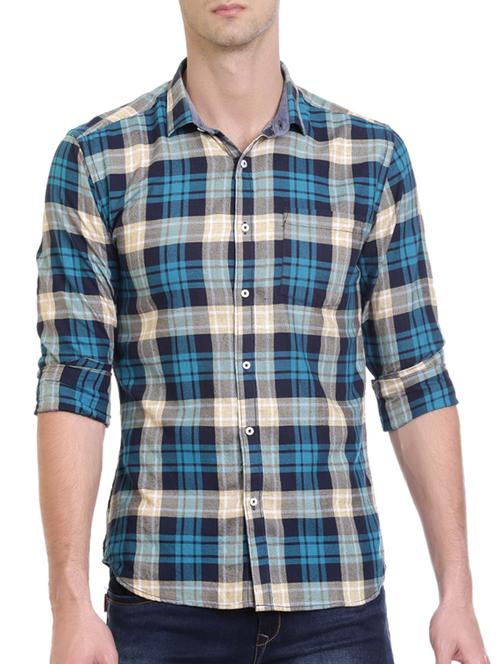 blue cotton casual shirt - 14313686 - Very Small Image - 1