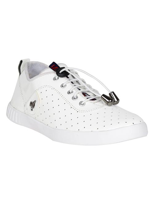 white leatherette lace up sneaker - 14318038 - Very Small Image - 1