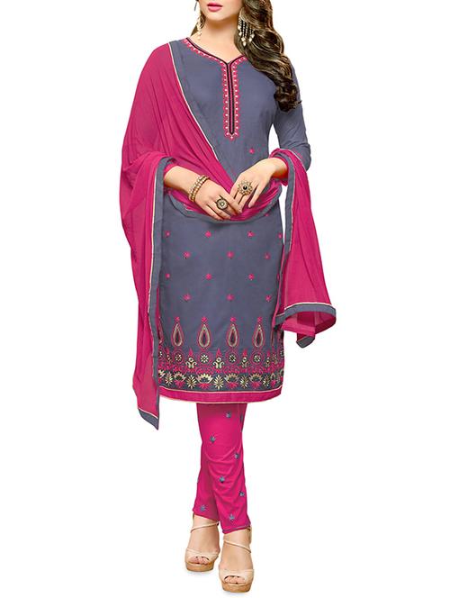 embroidered unstitched pant suit - 14319172 - Very Small Image - 1