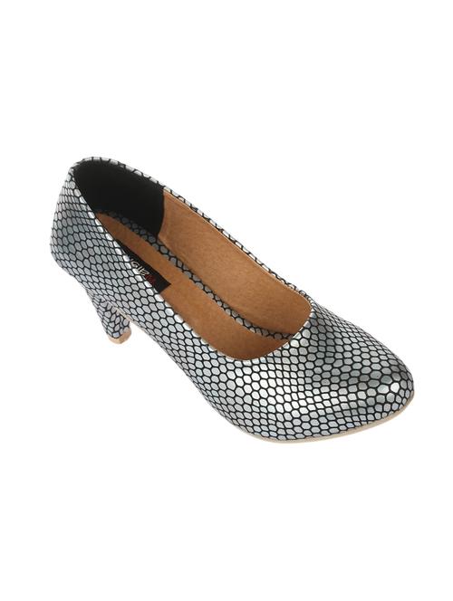 silver faux leather slip on pumps - 14319558 - Very Small Image - 1