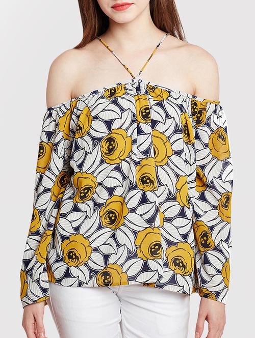 cold shoulder floral top - 14319662 - Very Small Image - 1