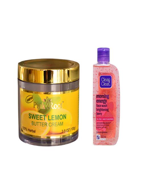 pink root sweet lemon butter cream with clean & clear morning energy face wash brightening berry  - 14320392 - Very Small Image - 1