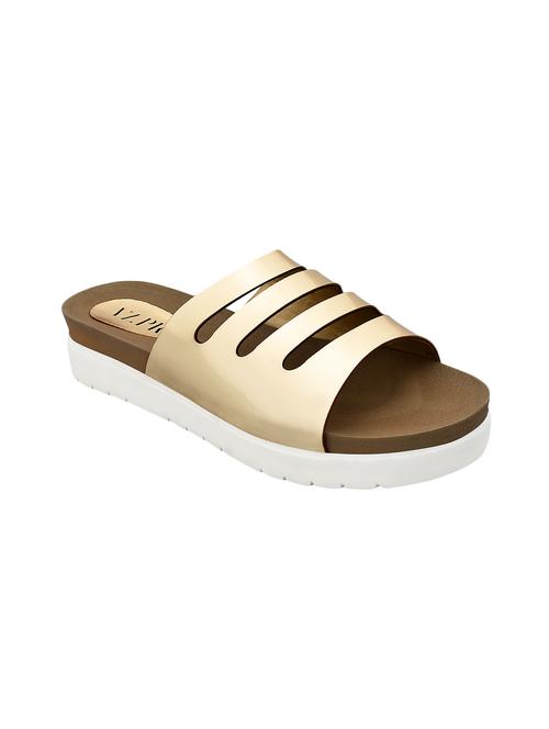 gold faux leather flat forms sandals - 14320753 - Very Small Image - 1