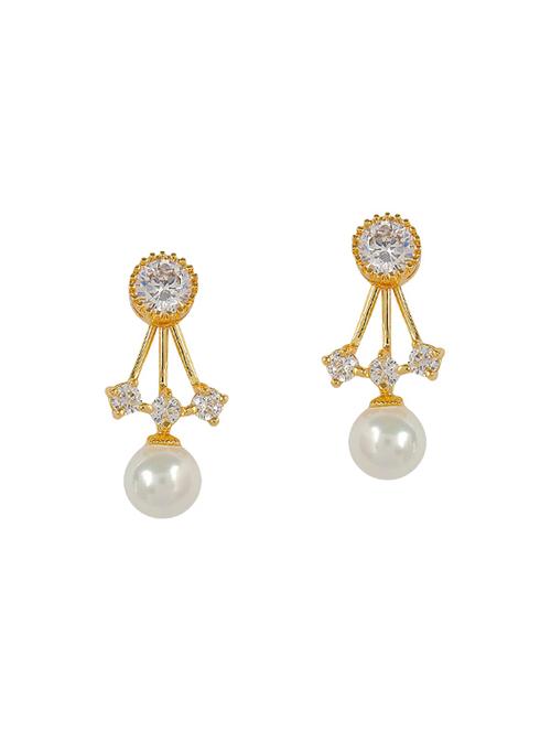 white metal drop earrings - 14323935 - Very Small Image - 1