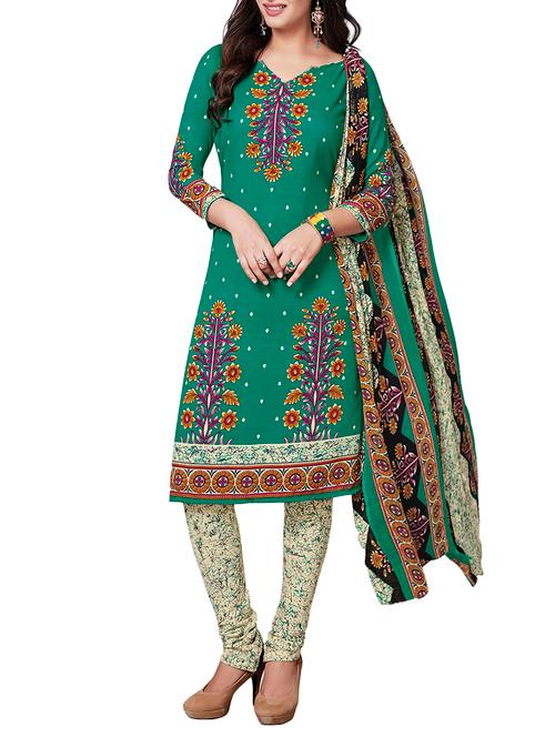 printed unstitched churidaar suit - 14324195 - Very Small Image - 1