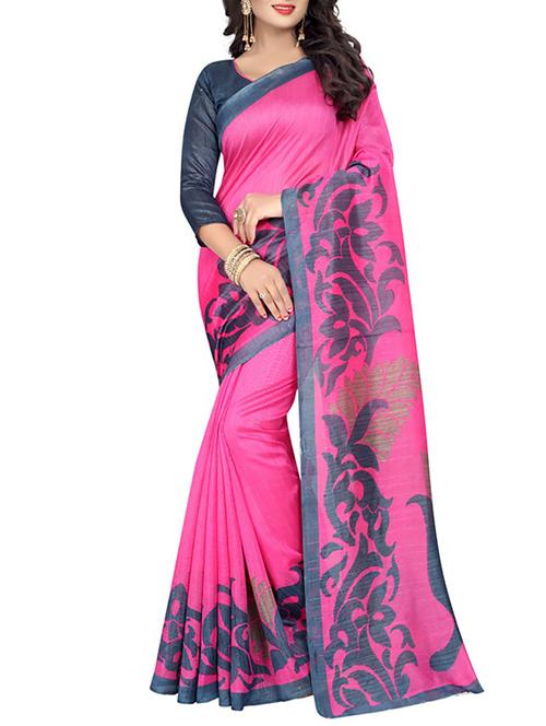printed woven saree with blouse - 14327435 - Very Small Image - 1