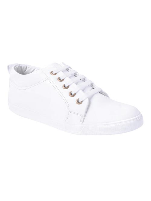 white leatherette lace up sneaker - 14327624 - Very Small Image - 1