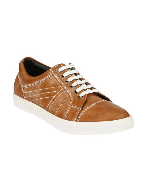 tan leather lace up sneaker - 14327756 - Very Small Image - 1