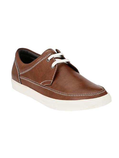 brown leather lace up sneaker - 14327757 - Very Small Image - 1