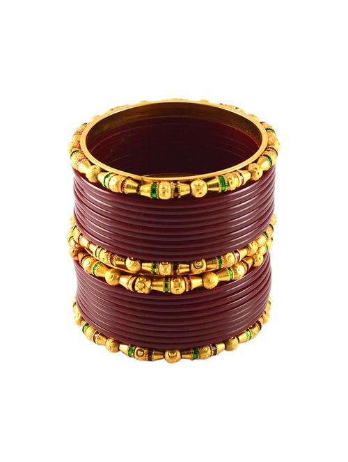 maroon gold platted acrylic-brass bangle - 14328029 - Very Small Image - 1