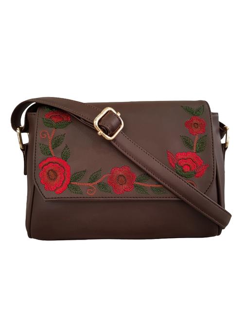 brown leatherette regular sling bag - 14328396 - Very Small Image - 1