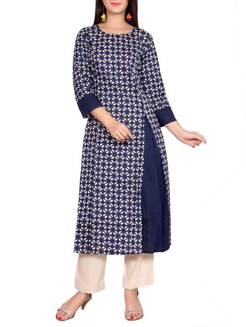 indigo cotton kurta - 14329431 - Very Small Image - 1