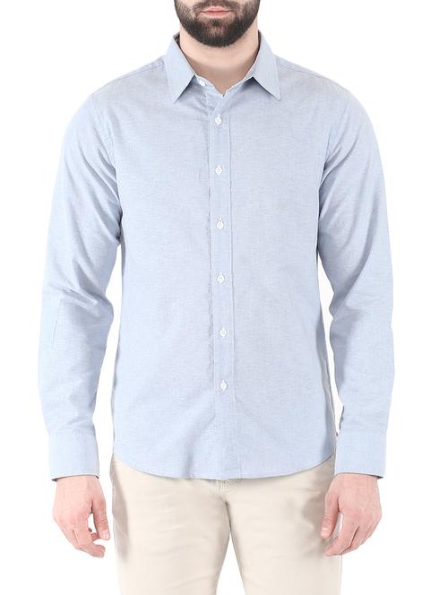 light blue cotton casual shirt - 14329690 - Very Small Image - 1