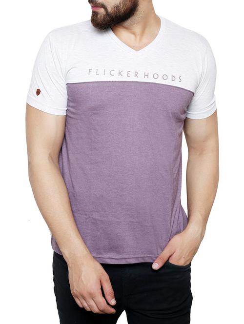 purple cotton color block t-shirt - 14330253 - Very Small Image - 1