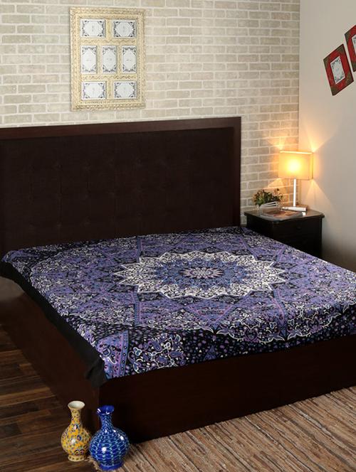 blue cotton ethnic printed multipurpose bed sheet/tapestry  - 14330857 - Very Small Image - 1