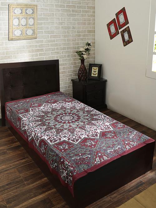red cotton ethnic printed multipurpose bed sheet/tapestry  - 14330914 - Very Small Image - 1