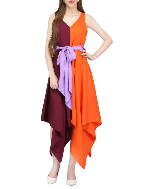 women's asymmetric solid dress - 14331063 - Very Small Image - 1