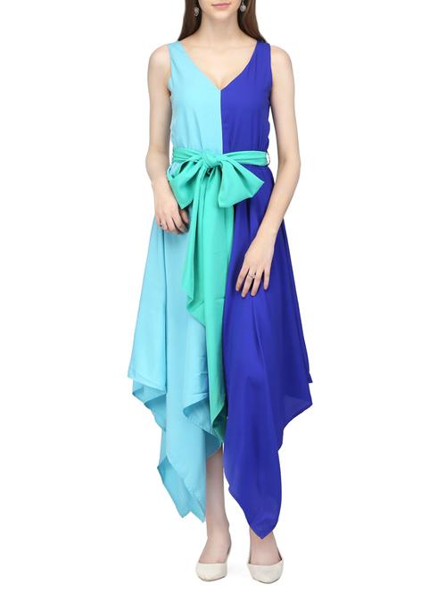 women's asymmetric color block dress - 14331075 - Very Small Image - 1