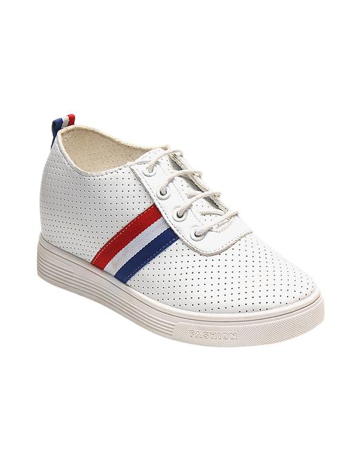 white faux leather laceup sneakers - 14331895 - Very Small Image - 1