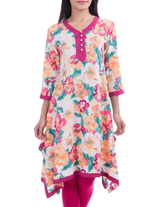 multi colored crepe asymmetric kurta - 14333913 - Very Small Image - 1