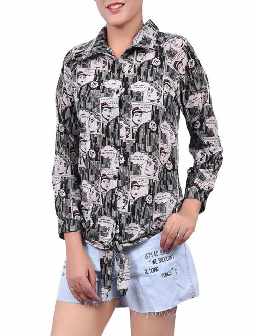 grey printed casual shirt - 14334092 - Very Small Image - 1