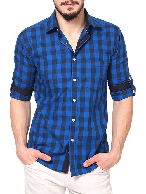blue cotton casual shirt - 14335150 - Very Small Image - 1