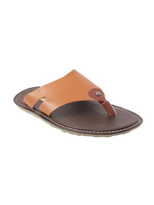 Tan Leather Toe Separator Slipper - 14337909 - Very Small Image - 1