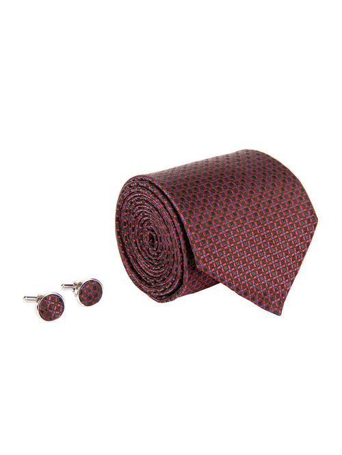 brown woven tie and a pair of cufflinks - 14337979 - Very Small Image - 1