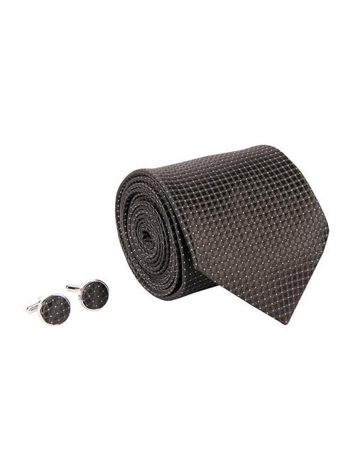 black woven tie and a pair of cufflinks - 14337984 - Very Small Image - 1
