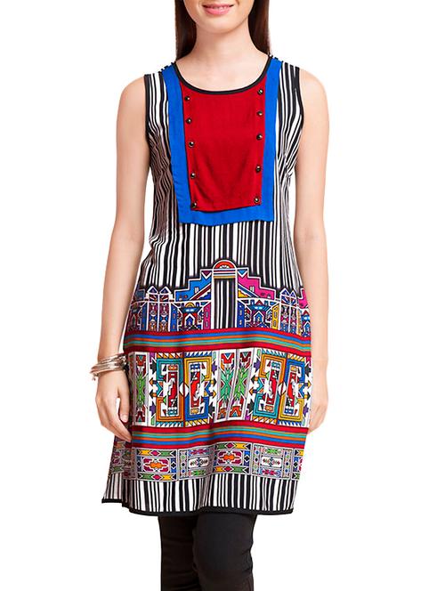 multicolored rayon straight kurta - 14338627 - Very Small Image - 1
