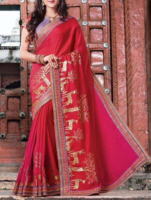 conversational bordered saree with blouse - 14341437 - Very Small Image - 1