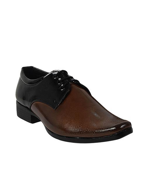 brown leatherette lace-up derby - 14343767 - Very Small Image - 1