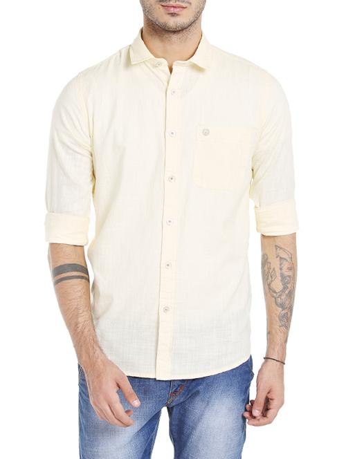 yellow cotton casual shirt - 14344016 - Very Small Image - 1