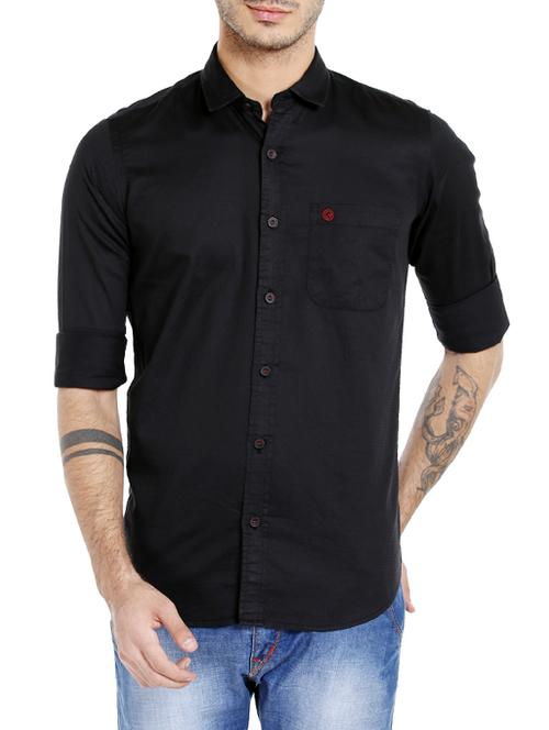 black cotton casual shirt - 14344038 - Very Small Image - 1