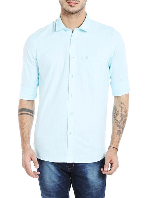 light blue cotton casual shirt - 14344041 - Very Small Image - 1