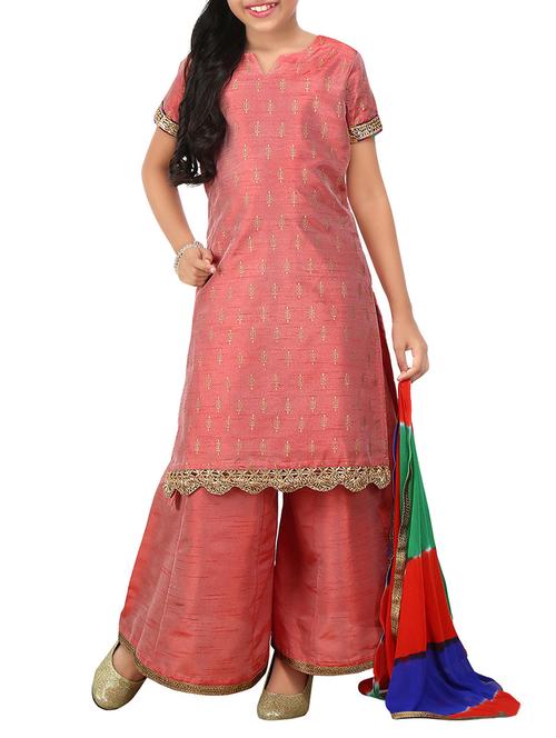 kaanchie nanggia red silk blend suit set - 14344171 - Very Small Image - 1