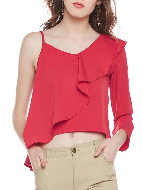 solid red casual top - 14344366 - Very Small Image - 1